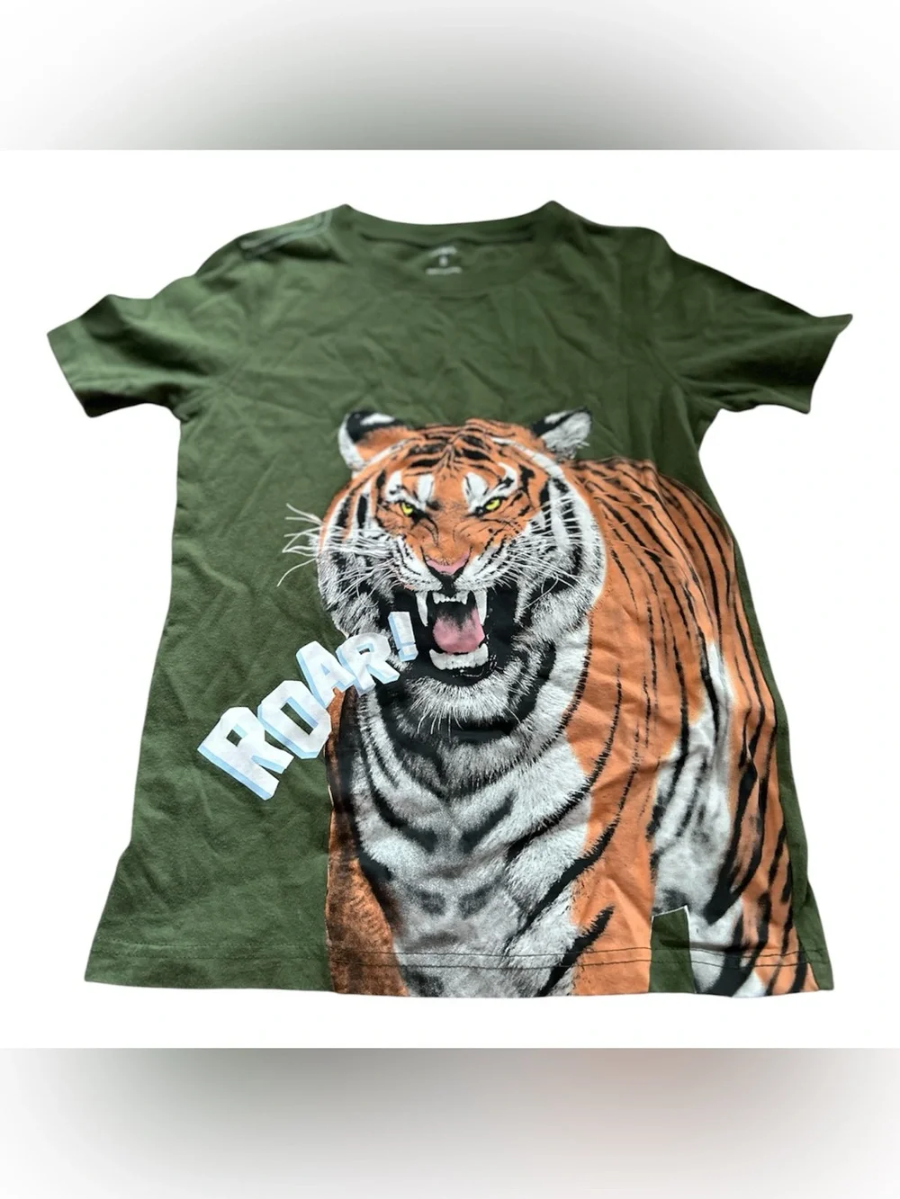 💙3/$15🆕Carter's Olive Green Tee with Orange Tiger Graphic